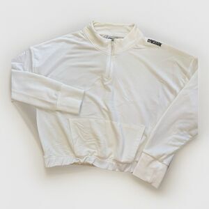 Gymshark Sweater Womens Size XL Quarter Zip Pullover White Cropped Soft